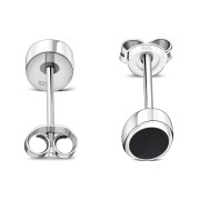 6pairs, Black Onyx Oval Silver Stud Earrings, e345